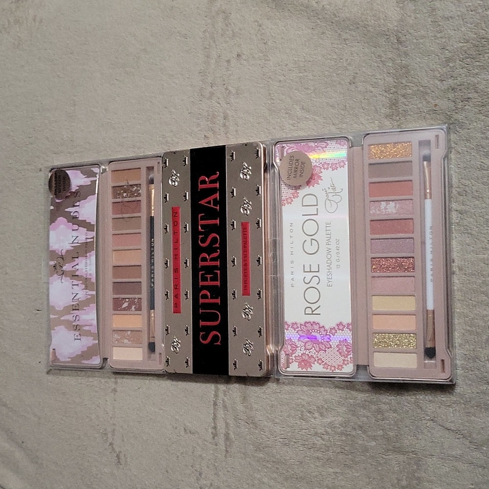 Paris Hilton Eye & Face Pallettes Superstar Set of 3, Nude, Rose Gold